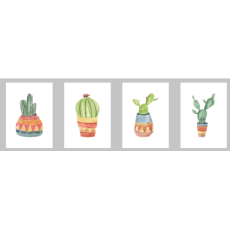 Digitale posterset watercolor cactussen
